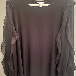 Cato Black Ruffle Sleeve Blouse